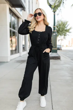 Bop Around Black Jogger Style Jumpsuit