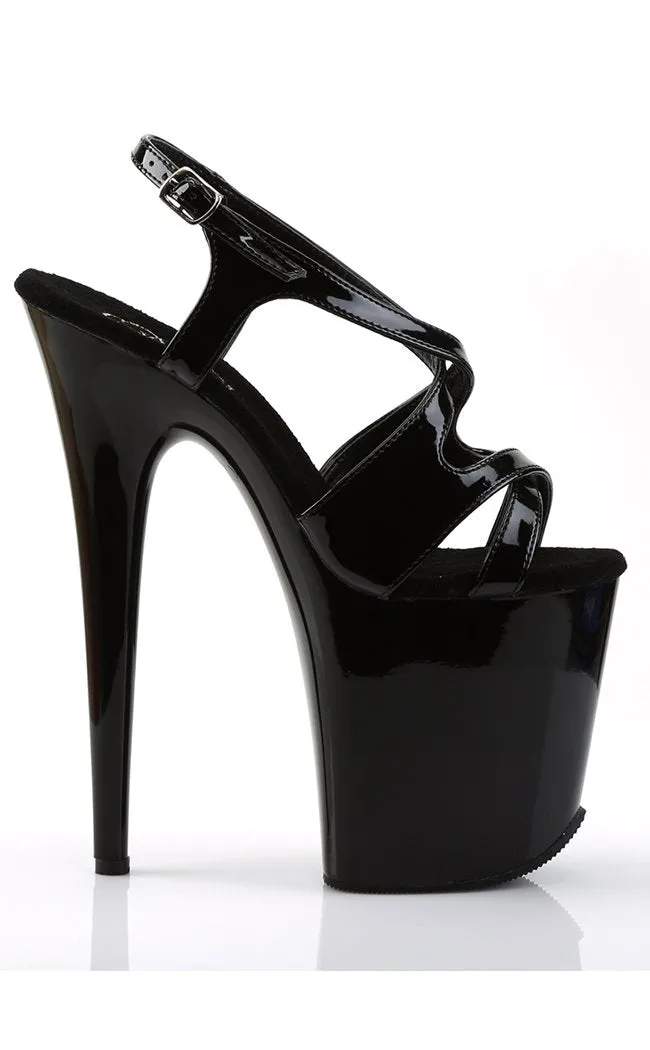 FLAMINGO-831 Black Patent Platform Heels