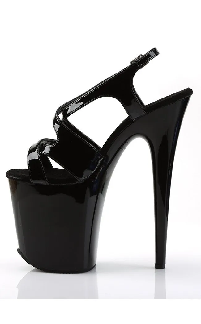 FLAMINGO-831 Black Patent Platform Heels