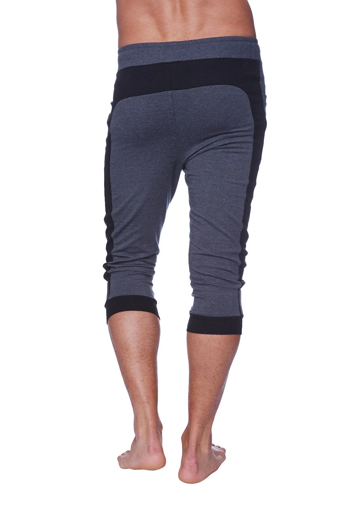 Mens Cuffed Yoga Pants (Charcoal w/Black)