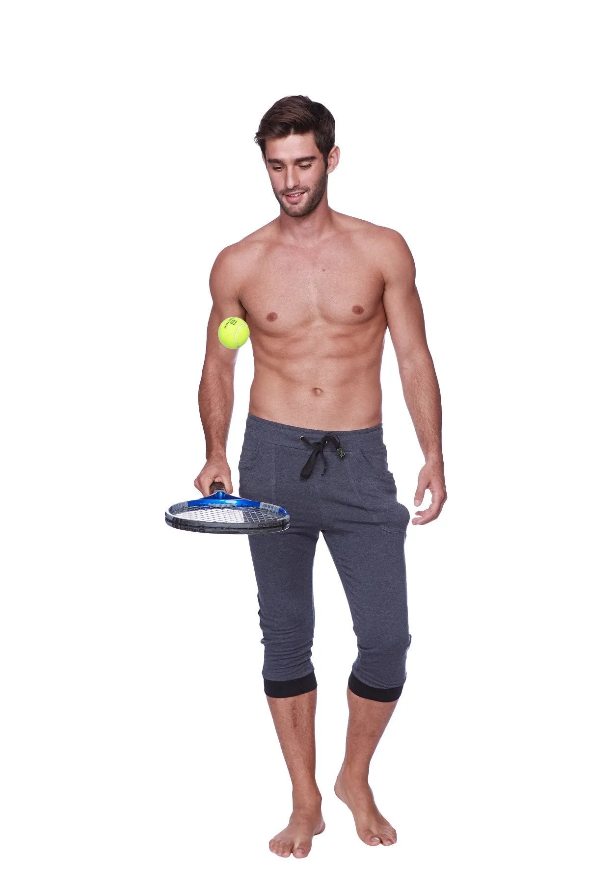 Mens Cuffed Yoga Pants (Charcoal w/Black)