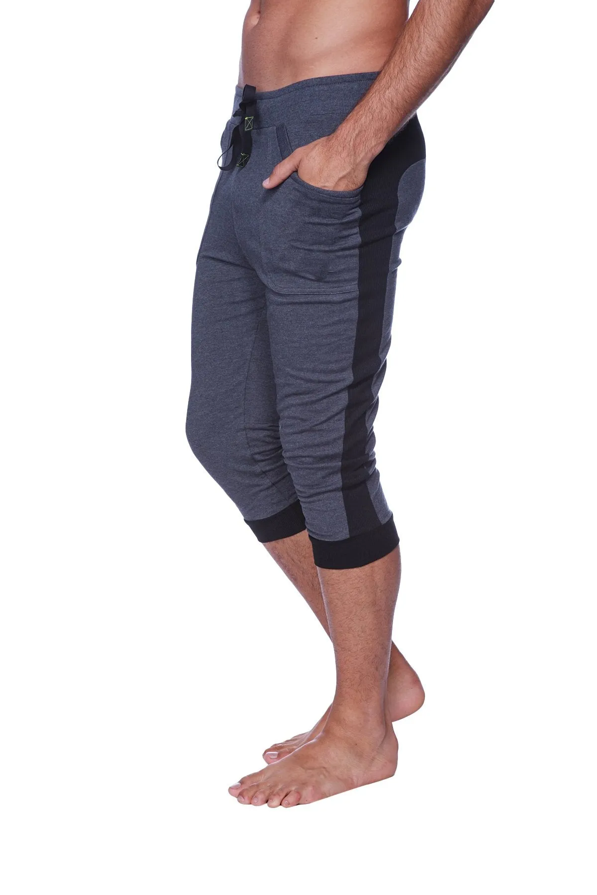 Mens Cuffed Yoga Pants (Charcoal w/Black)
